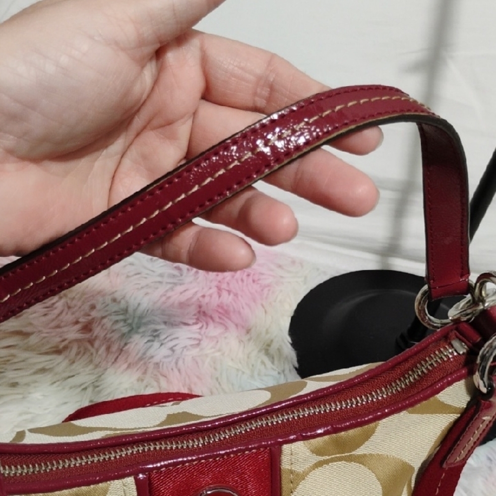 SALE! NWOT Coach Red & Tan Demi Stripe Shoulder/Crossbody Bag - Picture 9 of 14